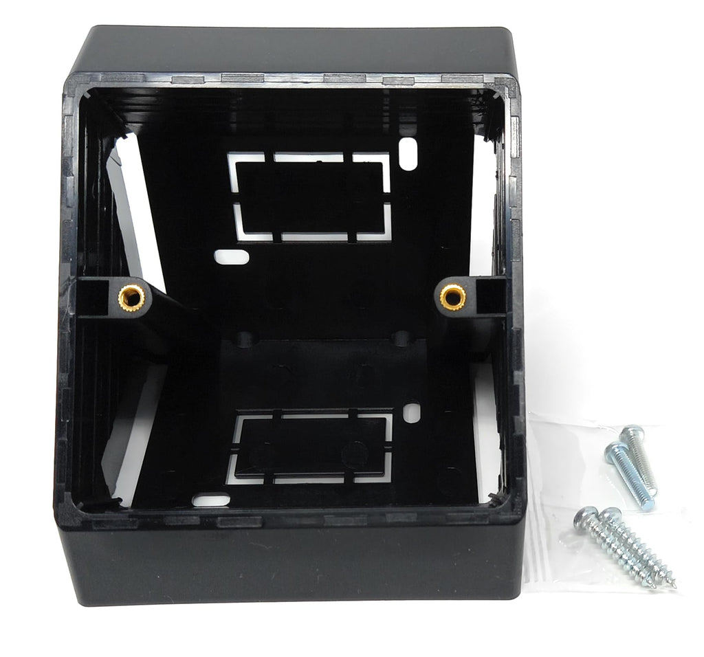 1pcs. 1 Gang Pattress Electrical Back Box - 45 Degree Angled Surface Mount, 85mm x 85mm for Faceplates and Workbench Installations, Black