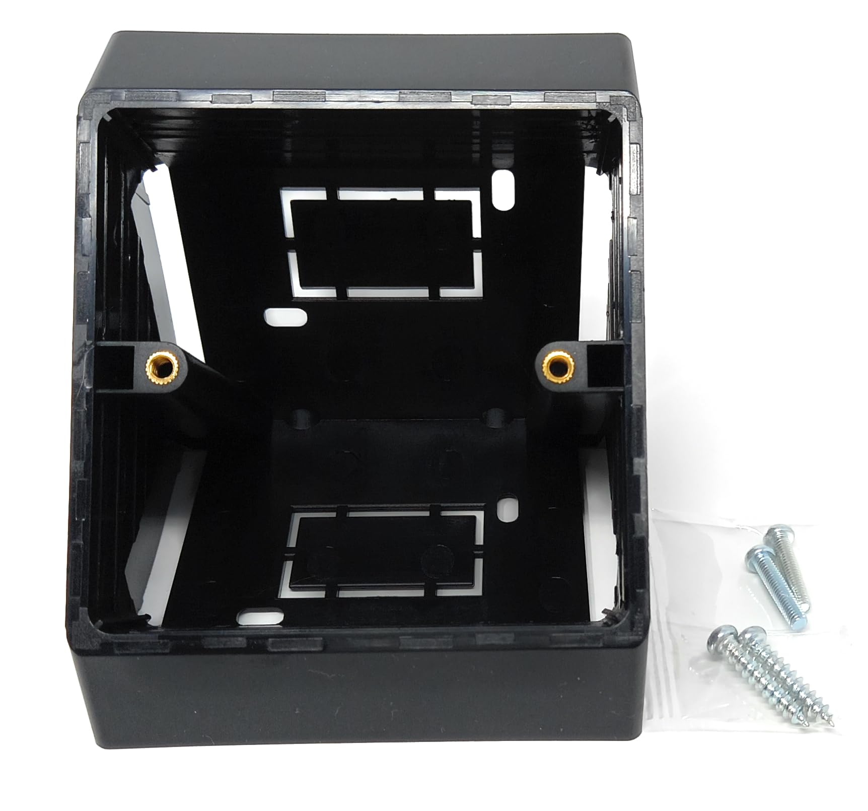 1pcs. 1 Gang Pattress Electrical Back Box - 45 Degree Angled Surface Mount, 85mm x 85mm for Faceplates and Workbench Installations, Black