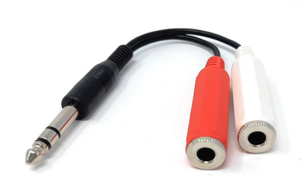 DRUT 6.35mm Stereo Y Splitter Cable, 10cm TRS Male to Dual Female Adapter, 1/4 Inch Audio Splitter for Amps, Mixers