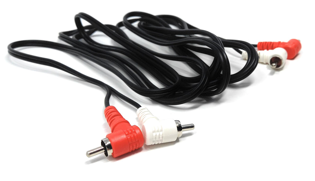 DRUT Twin 2 x RCA to RCA Right Angle Cable, Twin Phono Lead Splitter, for Audio, Speakers, Home Theater, Surround Sound, Turntable, Mixer