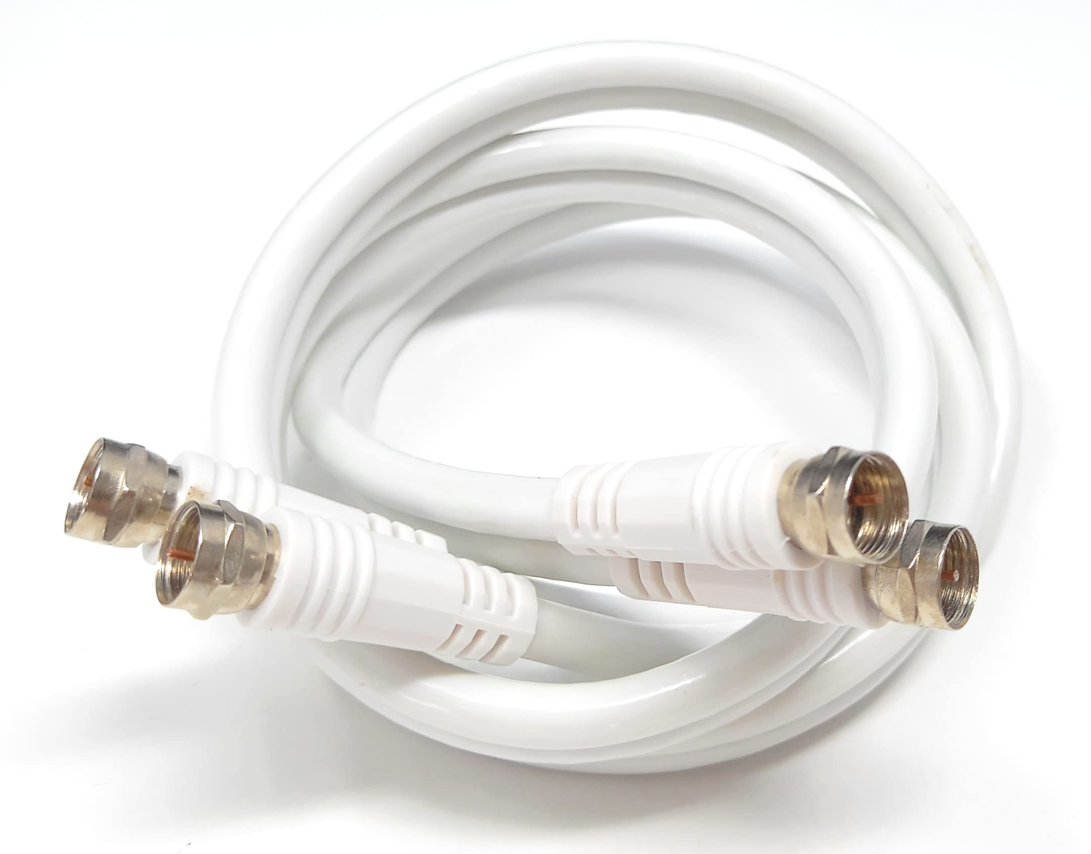 DRUT Twin Shotgun Satellite Moulded F-Type Plug to Socket RG6 Coaxial Extension Antenna Cable Lead With F-Type Couplers