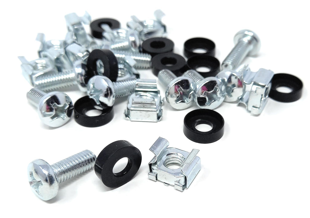10pcs. M6 Rack Fixing Set, Captive Cage Nuts Bolts Screws & Washers for For Rack Mount Equipment, Data Cabinets, Music Instruments. AMP, Equalisers, CD Player etc.