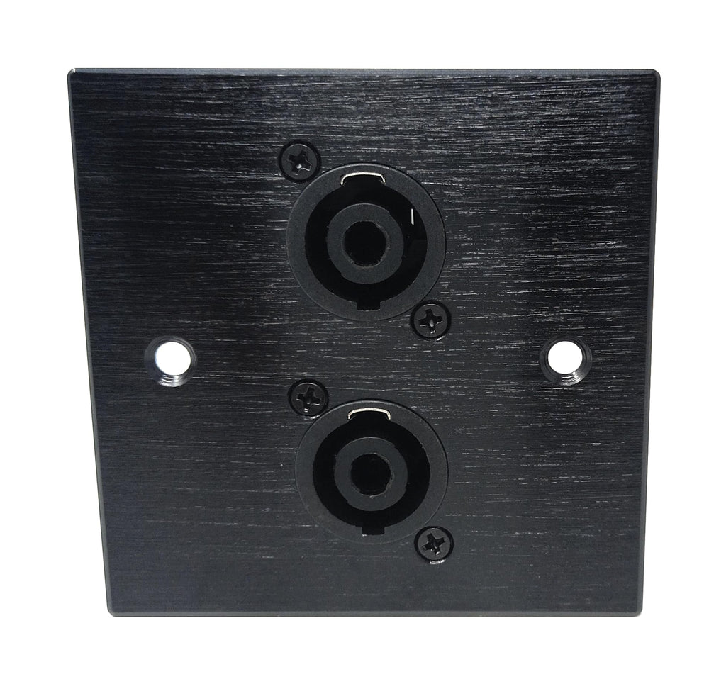 Single 2 Way Speakon Speaker Socket D-Series Outlet Wall Faceplate Brushed Aluminium Durable Metal Plate with Screws Included