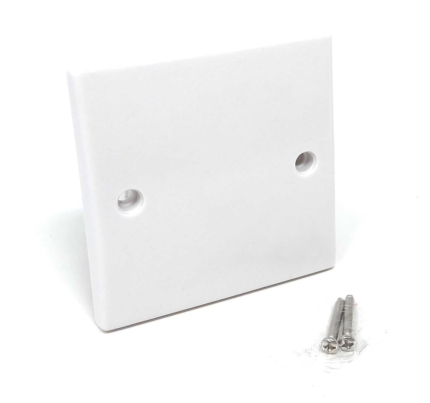 1-Gang Rounded Edge Blanking Plate – White Plastic Cover for Electrical Socket Back Box – Includes Screws, Flush Fit, Clean Finish