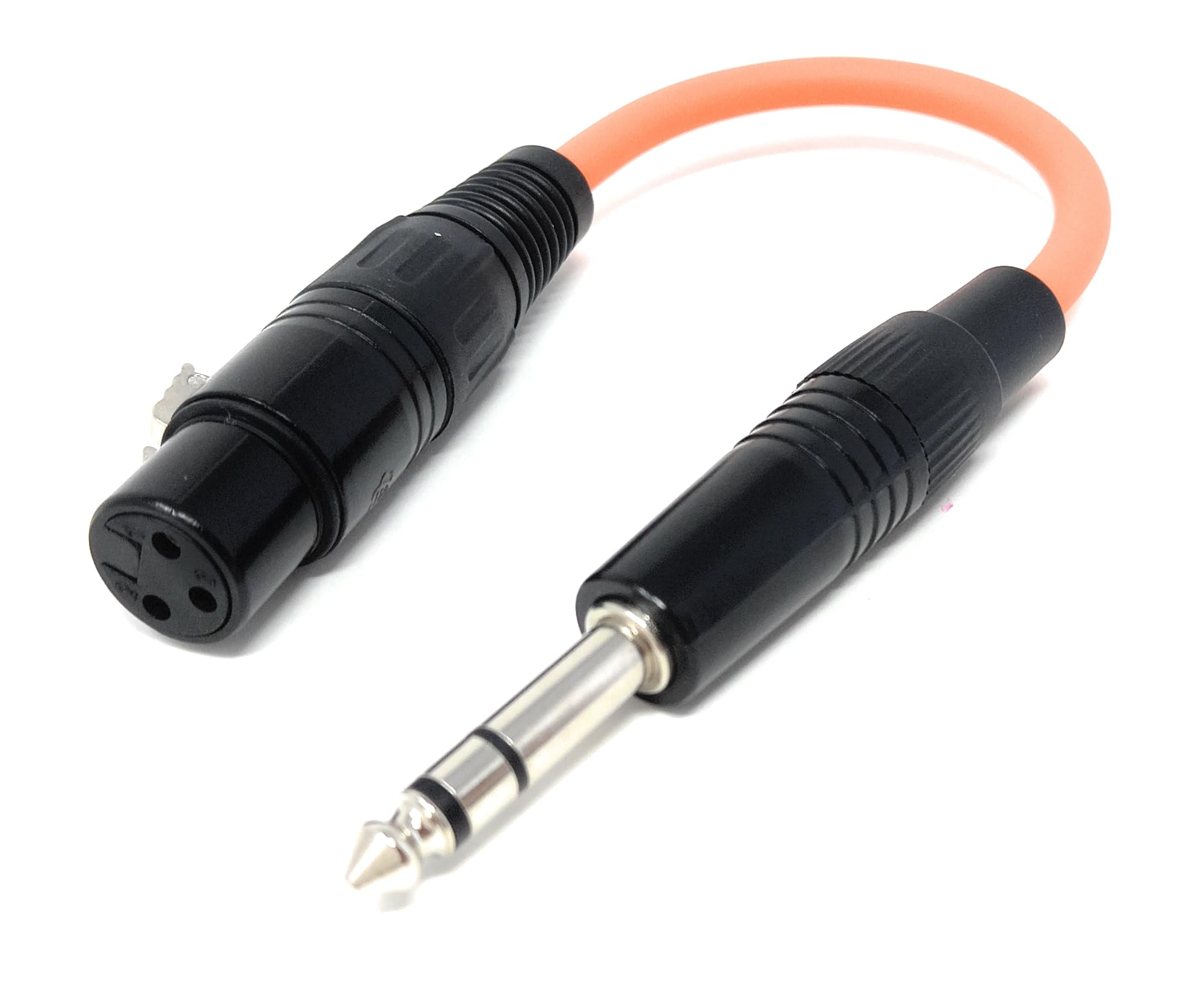 DRUT XLR 3-Pin Female to 6.35mm Stereo TRS Jack Adapter Cable, 20cm Audio Lead for Professional Audio Equipment, Orange