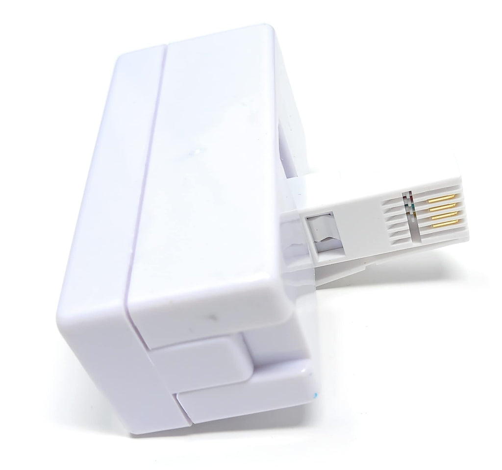 DRUT BT 1x BT Plug - 4x BT Sockets Telephone Splitter BT Phone Lines T Shaped Cable Adapter, White