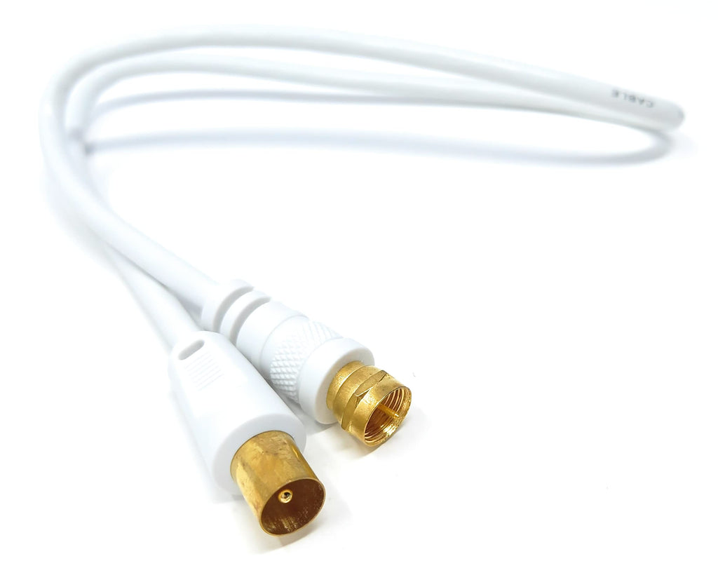 DRUT RF TV Aerial Male to F Type Connector Male Plug Coaxial Coax Cable, Lead, 75 Ohm, 3C-2V
