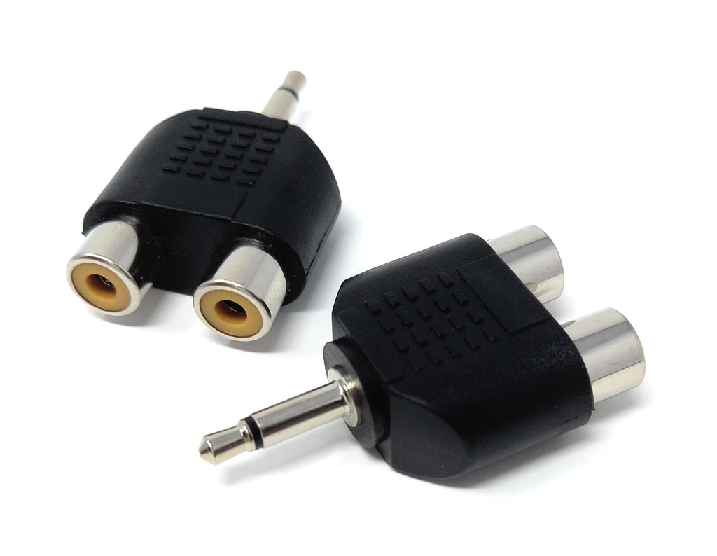 DRUT 3.5mm MONO Jack to 2 x RCA Female Phono Connectors Plugs Audio Video Cable Adapter