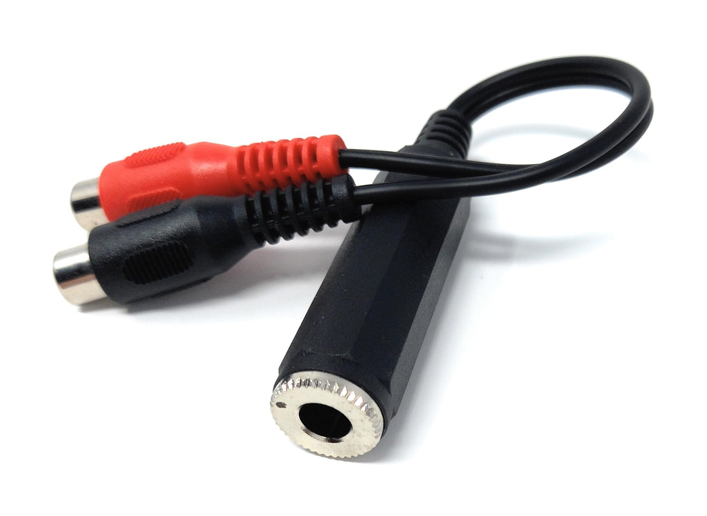 DRUT 15cm 6.35mm Mono Jack Socket to Twin RCA Phono Sockets Audio Cable Lead Adapter