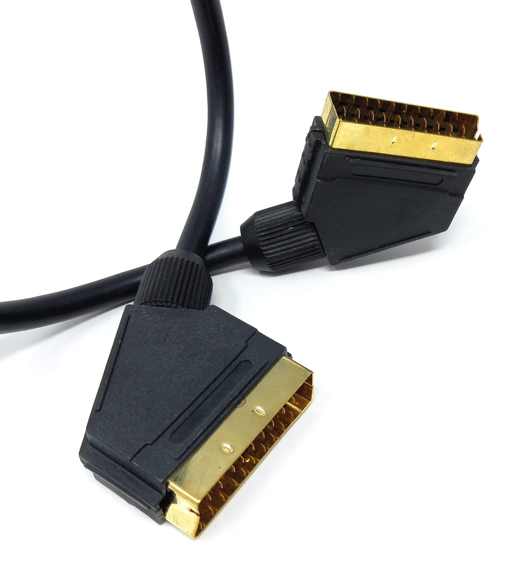 DRUT Scart to Scart Cable Lead, 21 Pin Male to Male (Plug to Plug) RGB Cord for TV, VCR, DVD Player Gold Plated