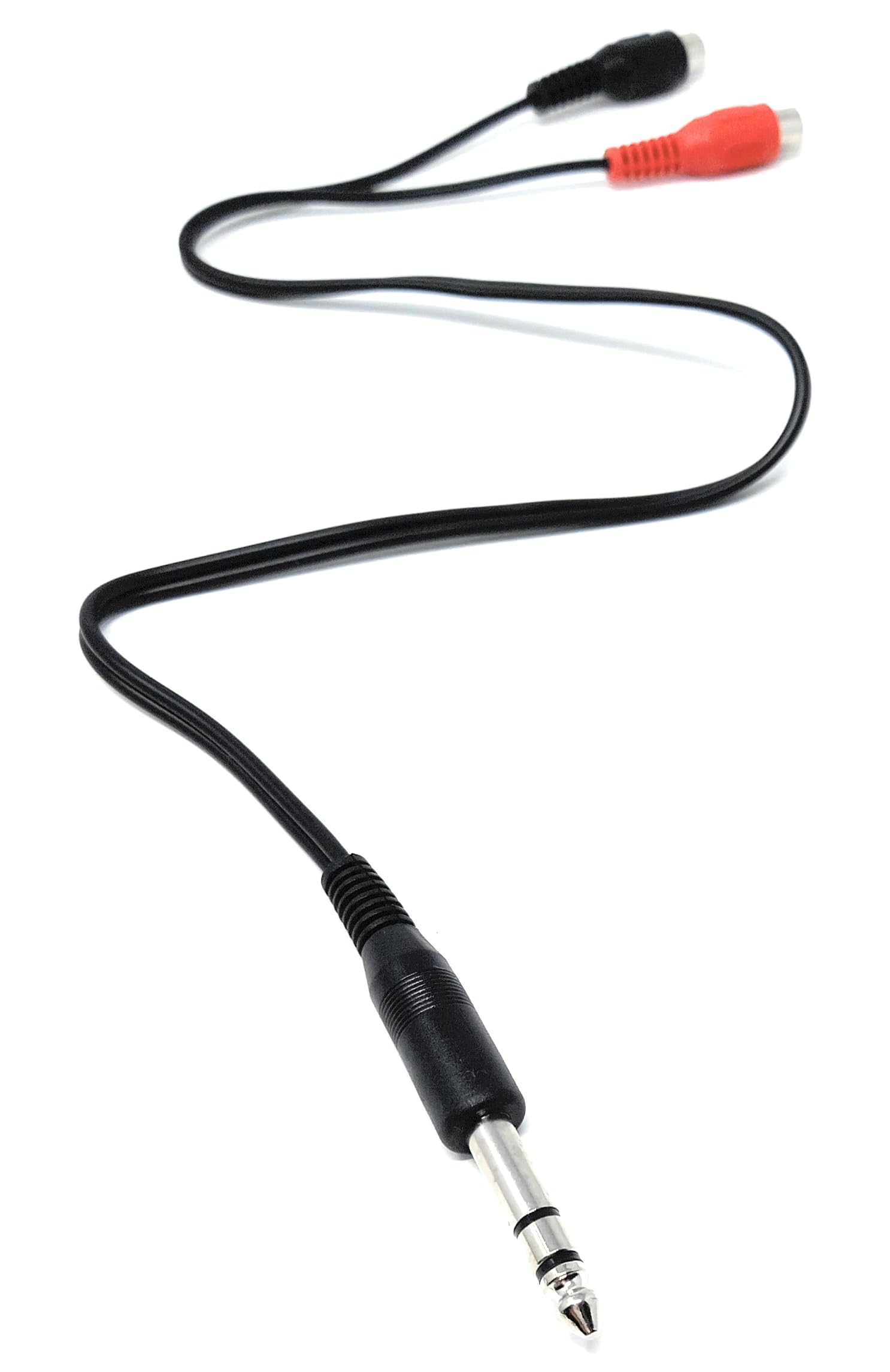 DRUT 6.35mm Stereo Jack Plug to Twin RCA Phono Sockets Male to Female Cable Adapter