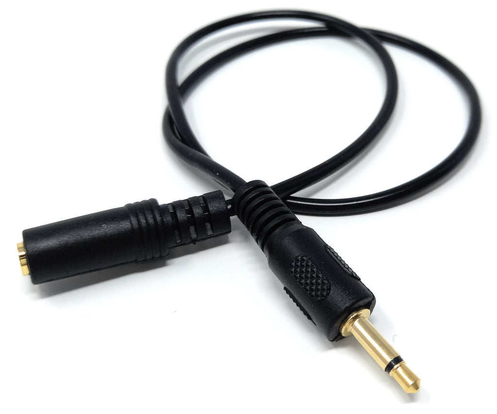 3.5mm Mono Jack to 3.5mm Socket Extension Cable Gold Connectors, Male Plug to Female Socket
