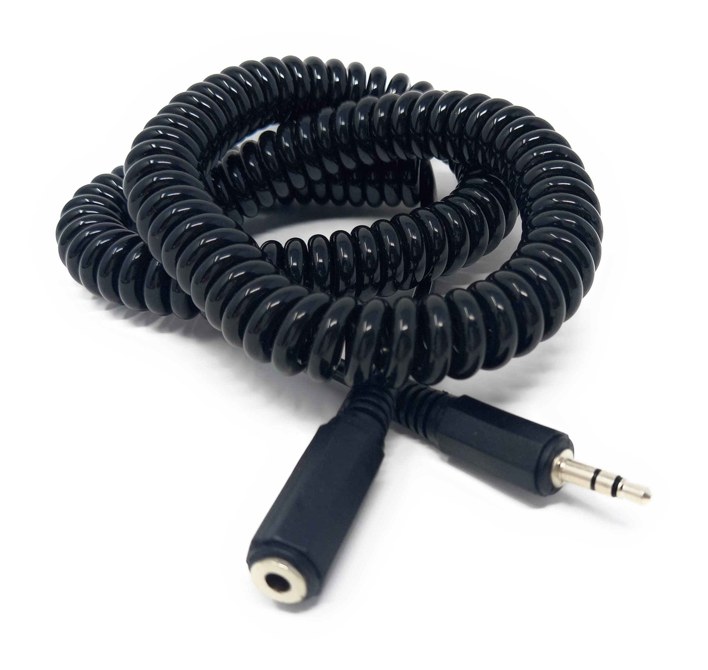 DRUT 3.5mm Stereo Jack to 3.5mm Socket Headphone, Speaker, HI-FI Extension Coiled Cable Lead