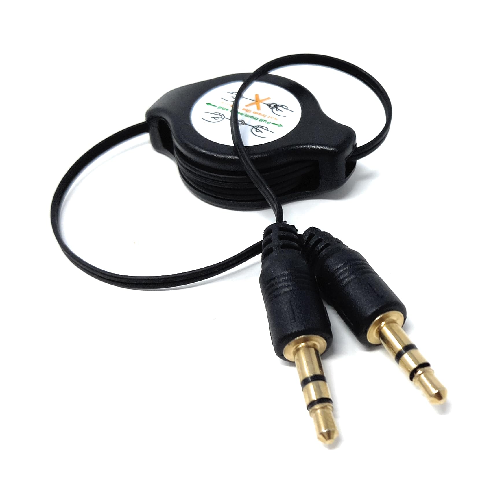 DRUT 3.5mm Retractable Male to Male Jack Stereo AUX Lead Audio Cable 0.8m Long