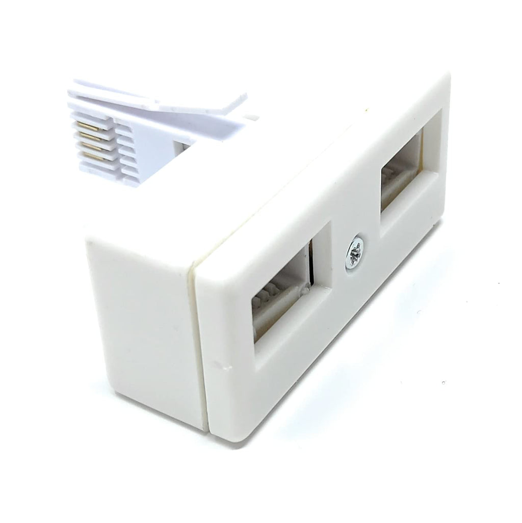 DRUT BT 1x BT Plug - 4x BT Sockets Telephone Splitter BT Phone Lines T Shaped Cable Adapter, White