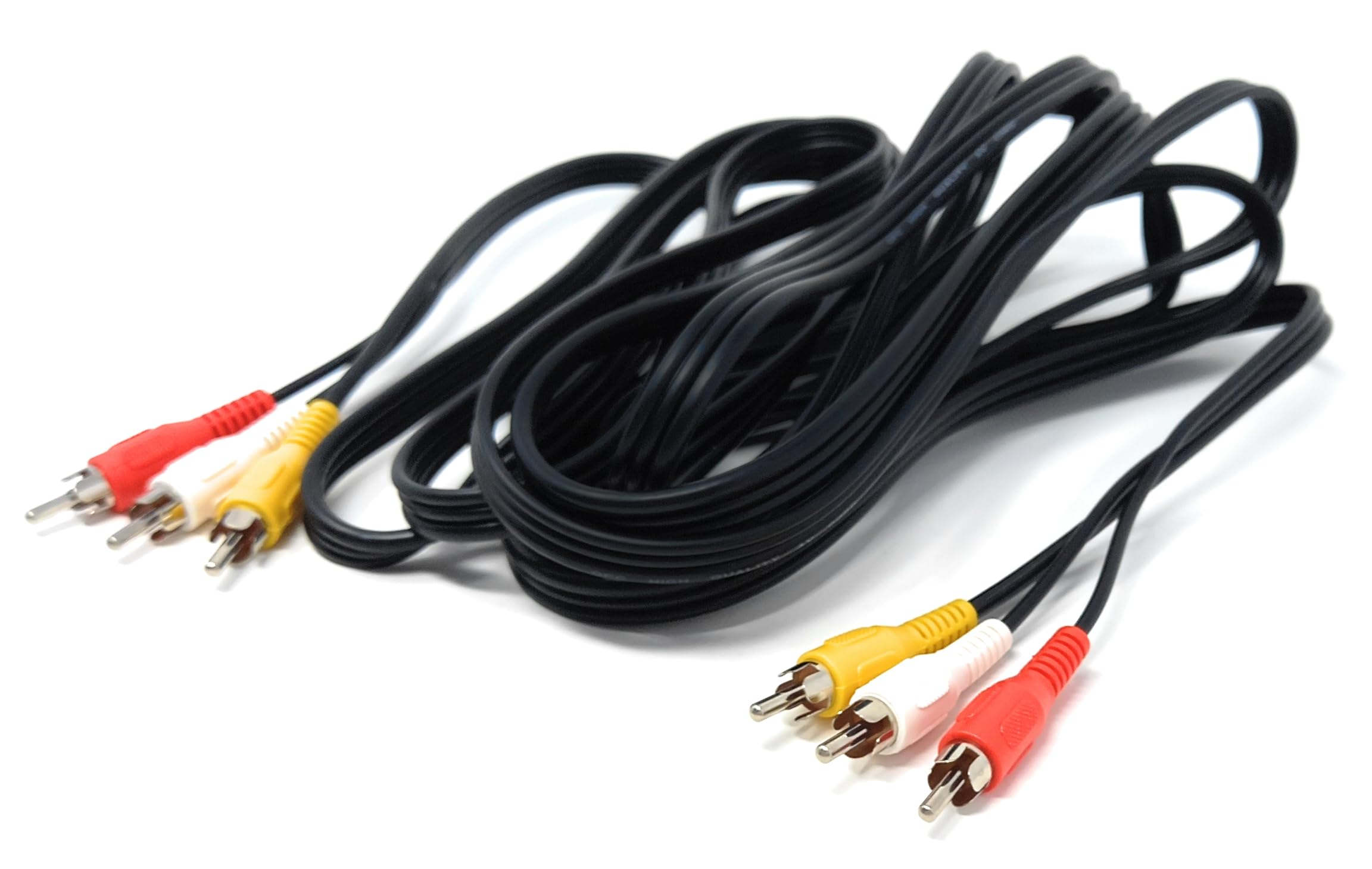 DRUT Triple 3 x RCA to RCA Phono Plugs to Plugs Composite, Audio Video Male to Male Cable Lead Nickel Contacts