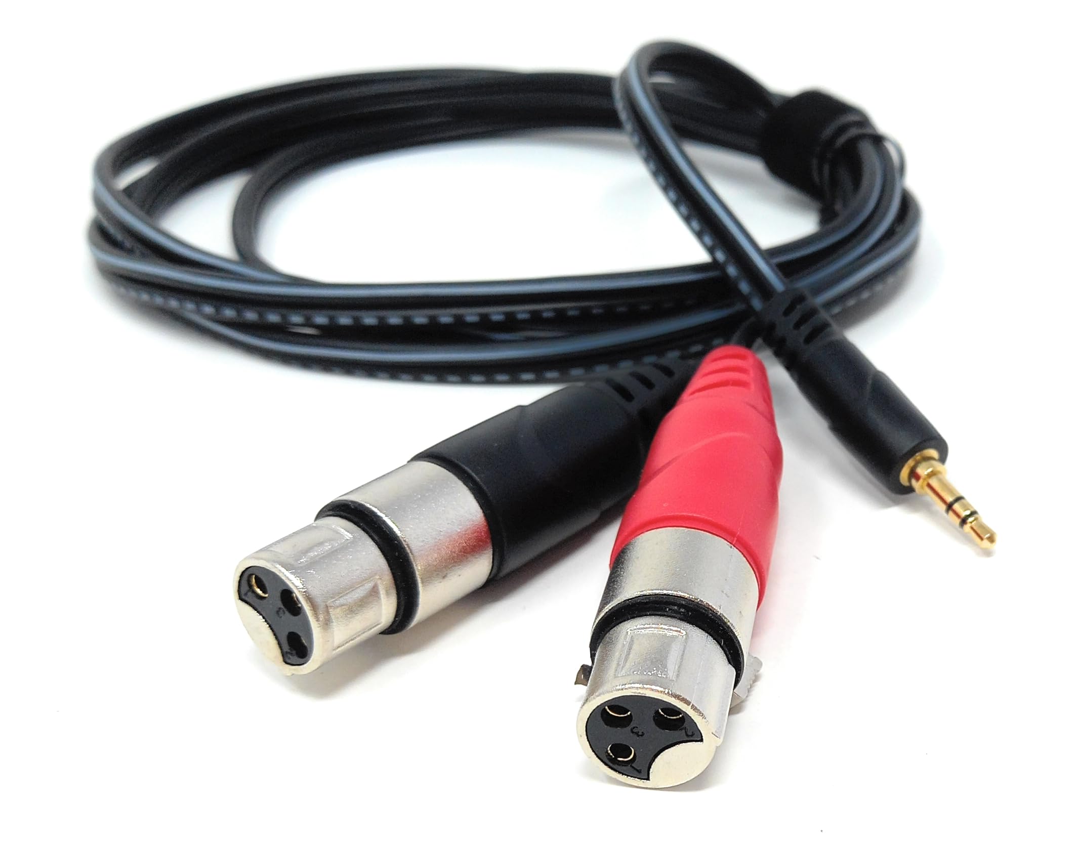 DRUT 3.5mm Stereo Jack to 2 x XLR Female Cable – Audio Splitter Lead for Microphones, Mixers, Speakers, DJ, Studio and Recording Equipment