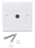 TV Aerial Socket Coaxial Coax Wall Face Plate White TV Point TV/FM
