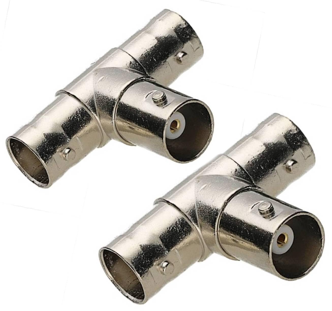 DRUT BNC T Type 3 Way Splitter Female to 2 x Female Adapter Converter Connector Coax Coaxial Cable for CCTV Cameras, Antennas, Monitors