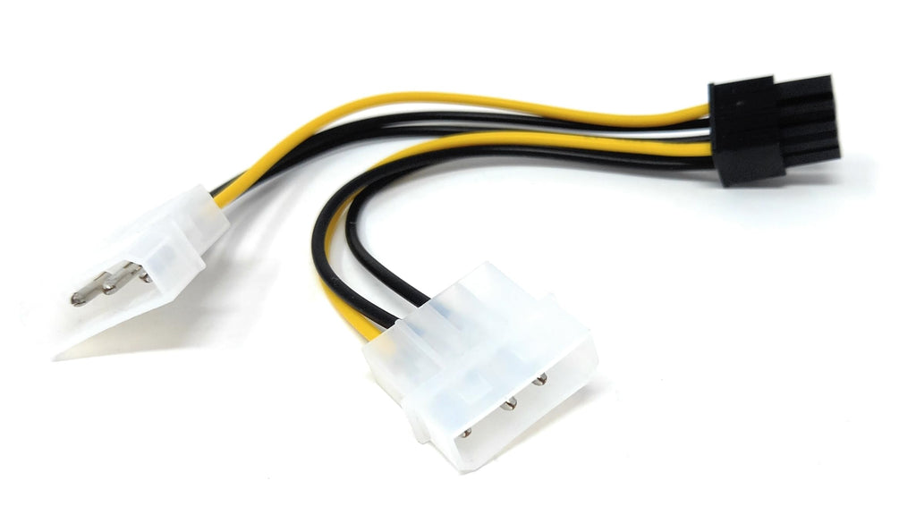 DRUT 15cm 6 PIN PCI Express to 2 x MOLEX LP4 Power Adapter Cable Lead