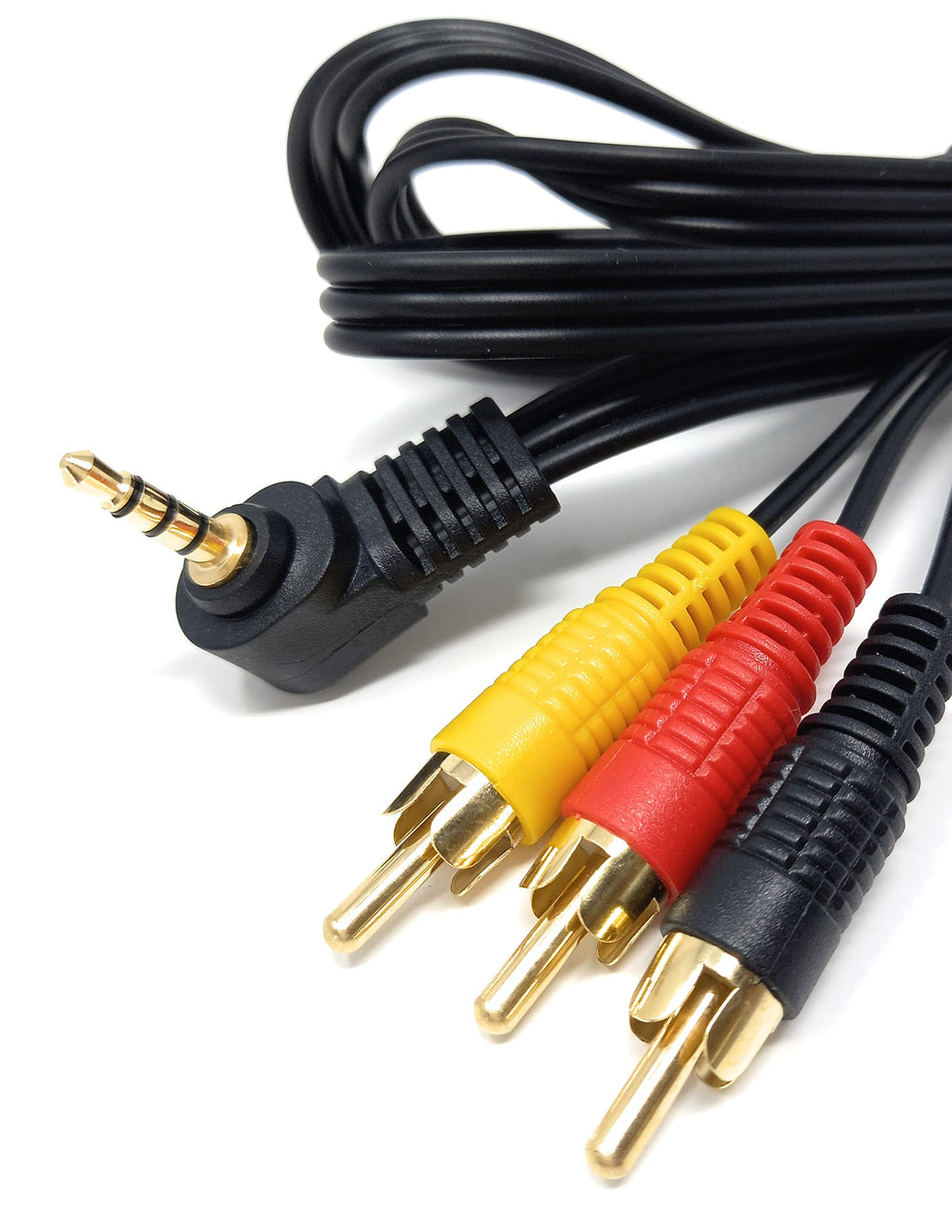DRUT Right Angle 4 Pole 3.5mm Jack To 3 x RCA Composite & Stereo Audio Video Lead Cable