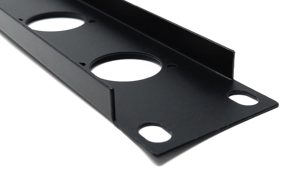 1U 19" Rack Mount D-Series Punch-Out Panel - Compatible with XLR, Speakon, and Neutrik Connectors for AV, Audio, and Computer Racks
