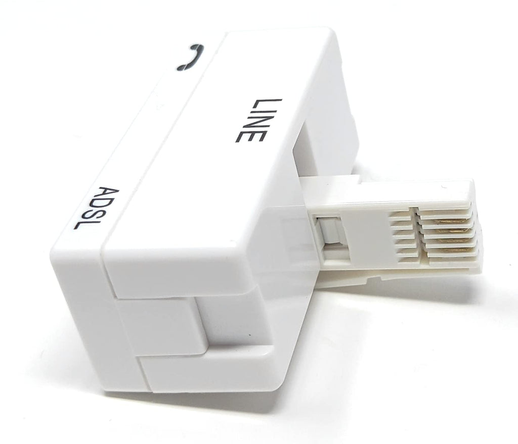 DRUT BT Plug to BT Phone & RJ11 ADSL Sockets Telephone Broadband Modem Microfilter Lead Cable Adapter (1 Male to 2 Female)