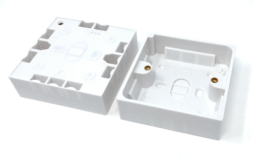 1 Gang Surface Mount Back Box Pattress Box (25mm x 85mm x 85mm) White
