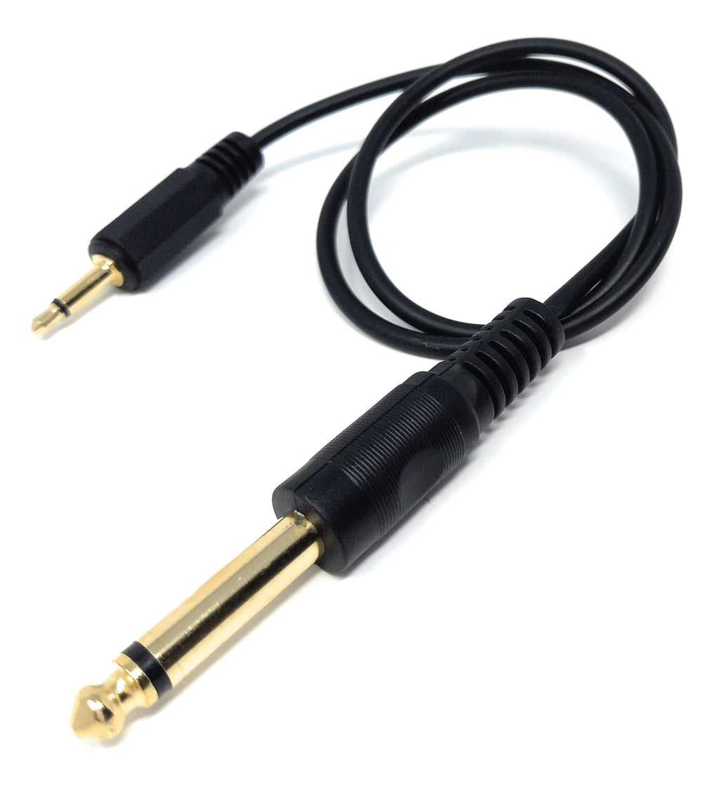 DRUT 3.5mm MONO Jack to 6.35mm MONO Jack Plug Audio TS Coax Cable Lead, Male to Male Gold Flashed Ends