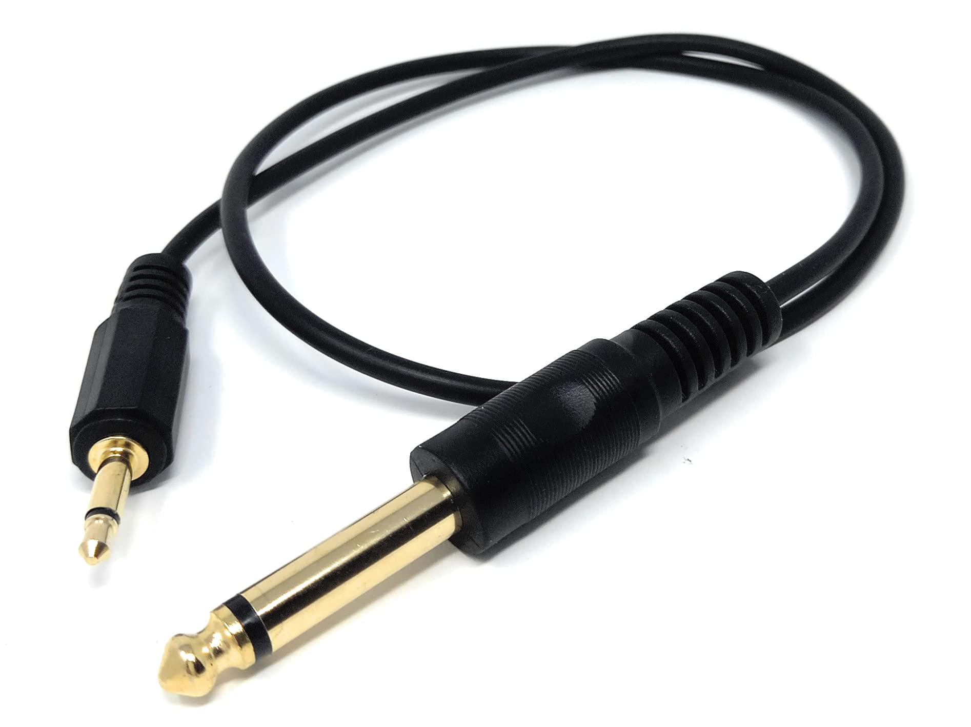 DRUT 3.5mm MONO Jack to 6.35mm MONO Jack Plug Audio TS Coax Cable Lead, Male to Male Gold Flashed Ends