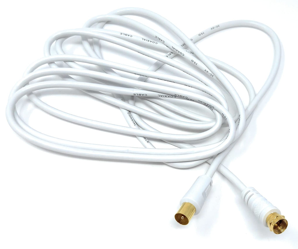 DRUT RF TV Aerial Male to F Type Connector Male Plug Coaxial Coax Cable, Lead, 75 Ohm, 3C-2V
