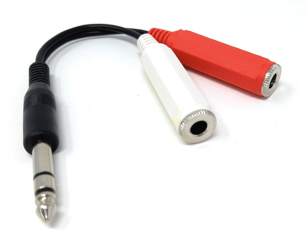 DRUT 6.35mm Stereo Y Splitter Cable, 10cm TRS Male to Dual Female Adapter, 1/4 Inch Audio Splitter for Amps, Mixers