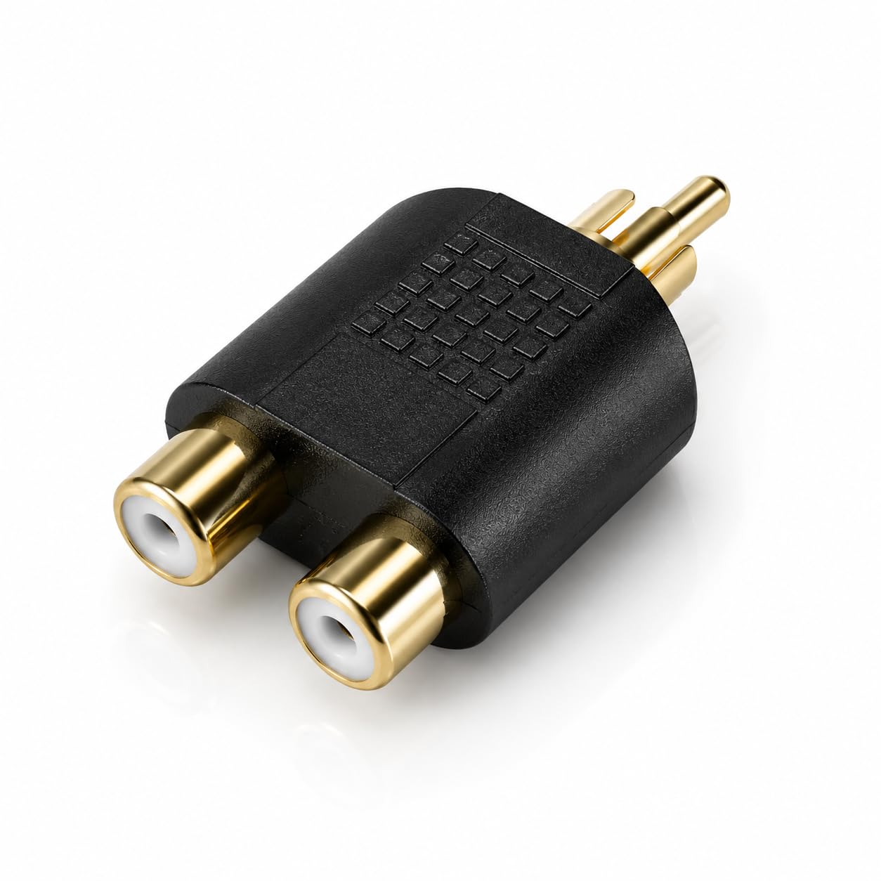 DRUT 2 Phono Sockets to Phono Plug Adapter, Gold Plated RCA Audio Converter, Female to Male AV Connector for Stereo, TV, Amplifier & Audio Equipment