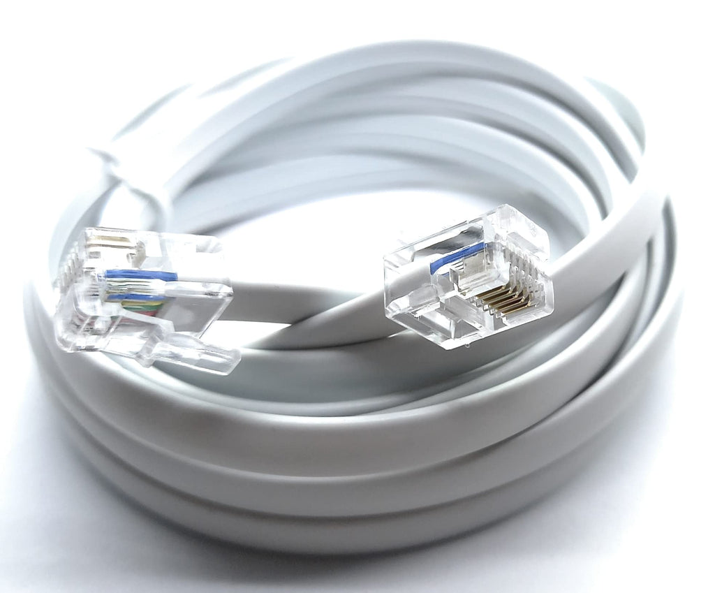 DRUT FLAT RJ12 to RJ12 6P6C Cable Lead Plug to Plug (RJ11 with 6 pin Wire)