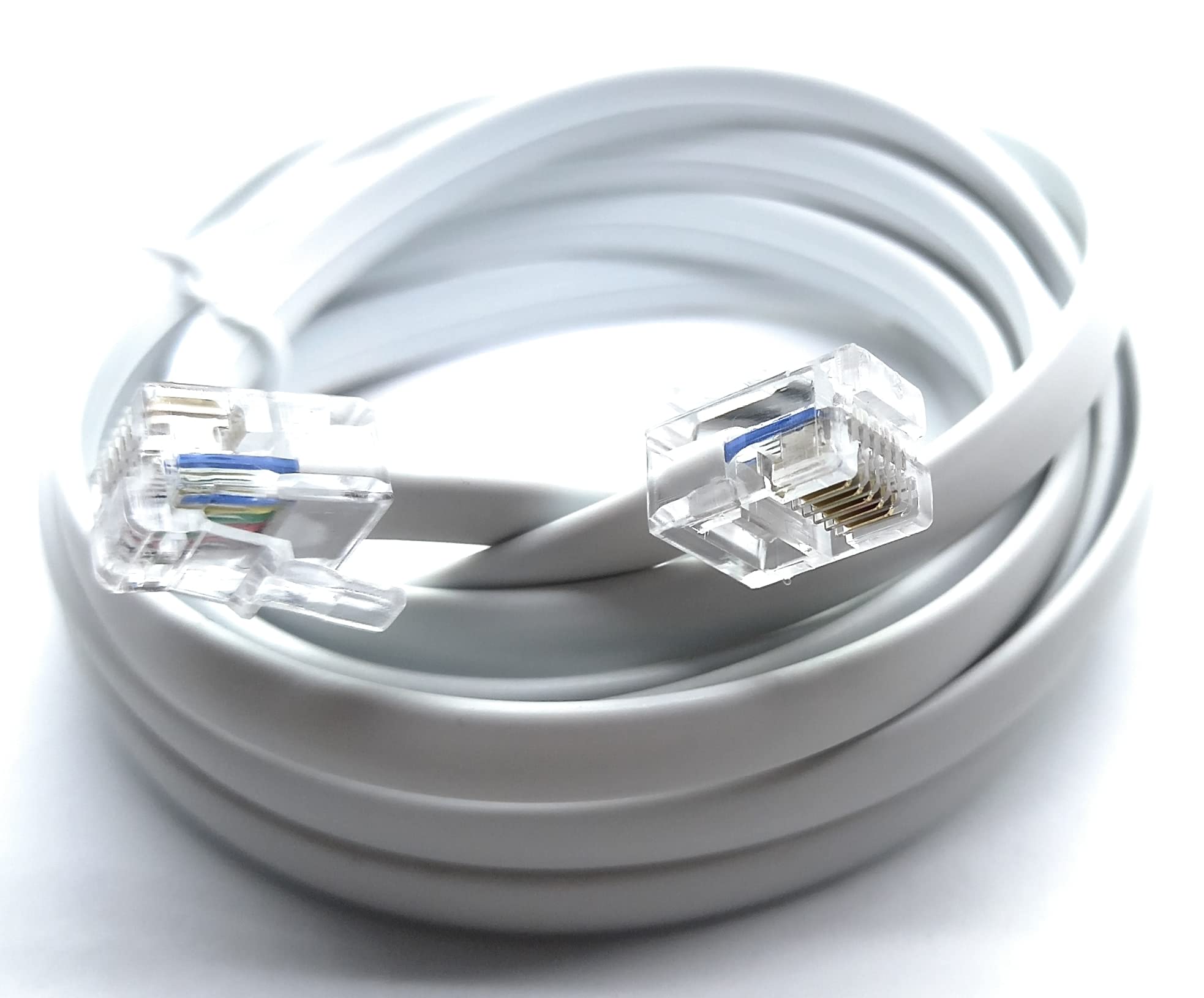 DRUT FLAT RJ12 to RJ12 6P6C Cable Lead Plug to Plug (RJ11 with 6 pin Wire)