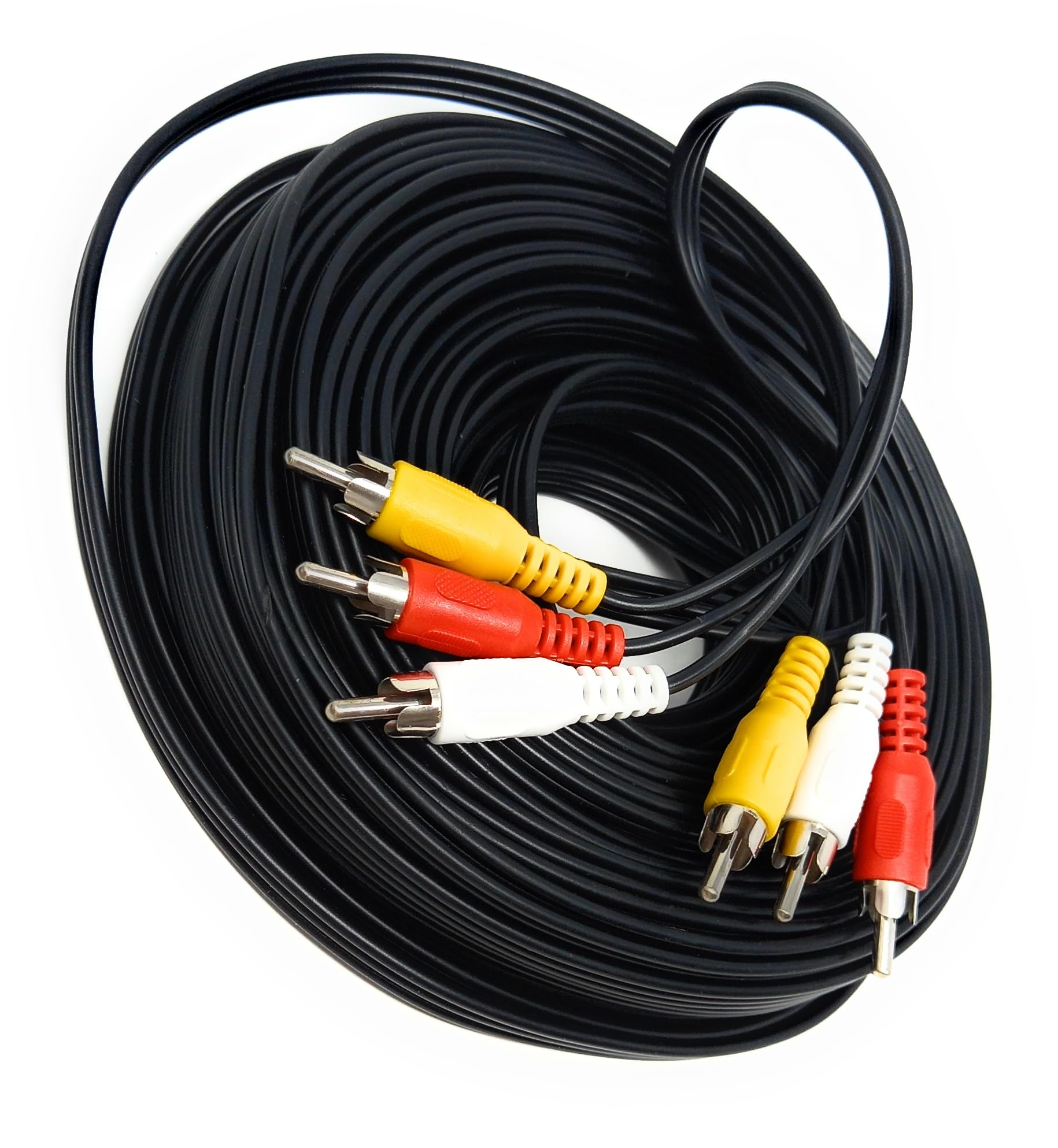 DRUT Triple 3 x RCA to RCA Phono Plugs to Plugs Composite, Audio Video Male to Male Cable Lead Nickel Contacts