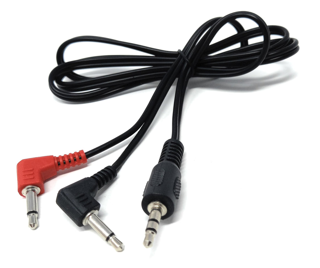 DRUT 1m 3.5mm Stereo Jack To 2 x 3.5mm Right Angled Mono Male Jack Plugs Audio Cable Lead