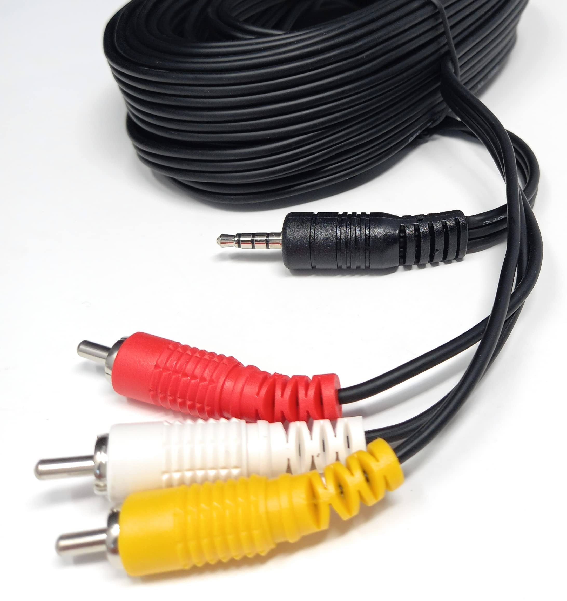 DRUT 3.5mm 4 Pole Jack Plug to 3 x RCA Phono Composite Audio Video AV AUX Lead Cable