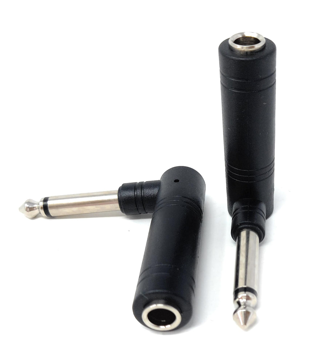 DRUT 1/4 Inch (6.35mm) Right Angle Mono TS Male to 1/4 Inch Mono Female Audio Adapter – L-Shaped Connector for Guitar, Mixer, Amplifier, and Speaker