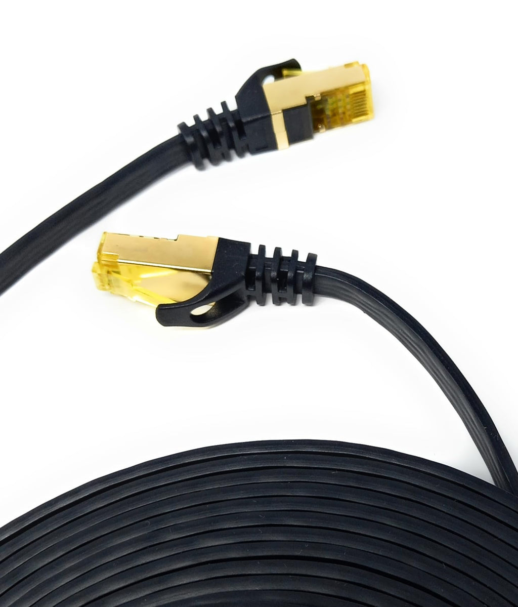 DRUT CAT7 Flat FTP Shielded 600MHz 10Gbps Ethernet LAN RJ45 Cable Gold Plated Switch Router Modem Access Point Lead