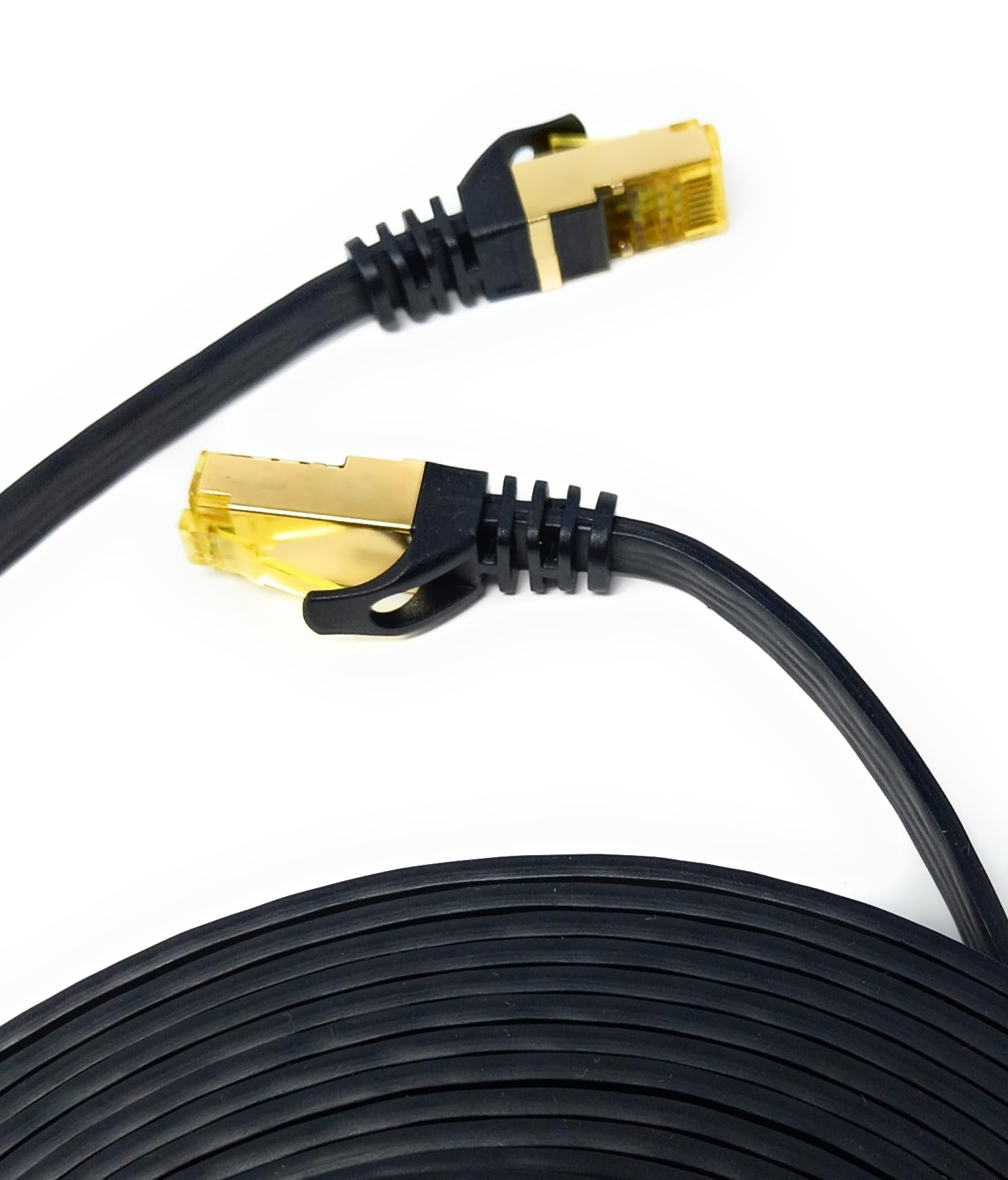 DRUT CAT7 Flat FTP Shielded 600MHz 10Gbps Ethernet LAN RJ45 Cable Gold Plated Switch Router Modem Access Point Lead