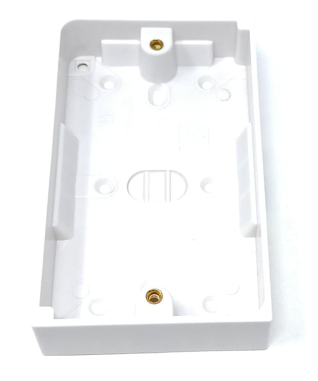 2 Gang Surface Mount Back Box Pattress Box, 145mm x 86mm x 25mm, White