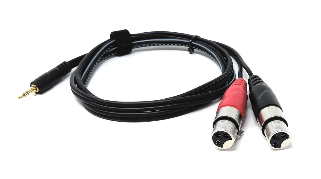 DRUT 3.5mm Stereo Jack to 2 x XLR Female Cable – Audio Splitter Lead for Microphones, Mixers, Speakers, DJ, Studio and Recording Equipment