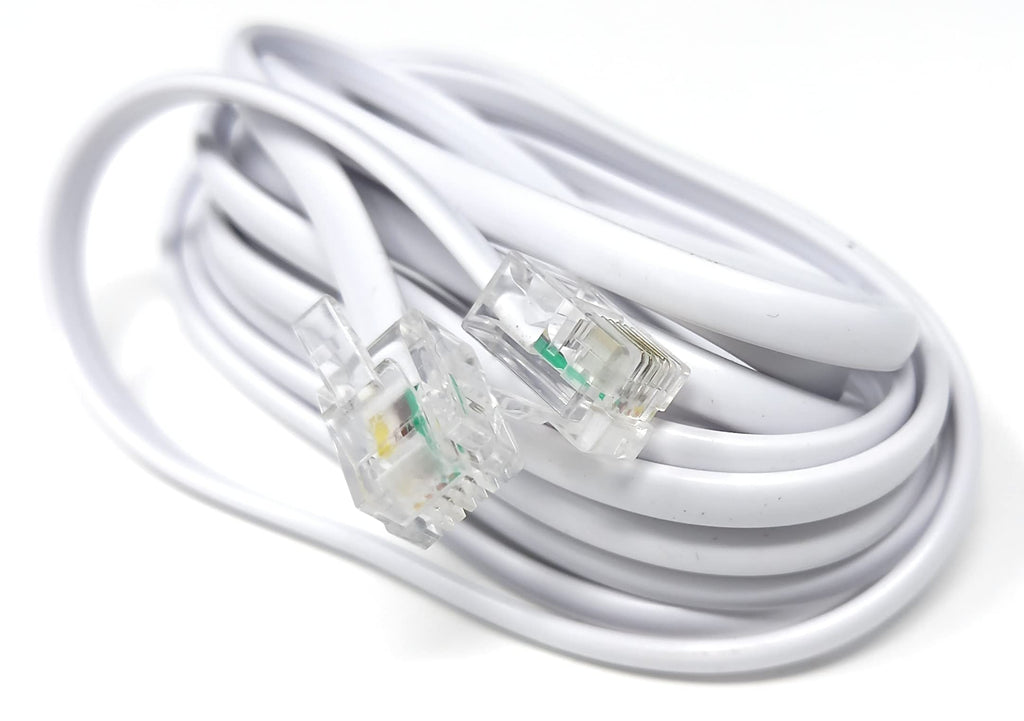 DRUT RJ11 to RJ11 Telephone Landline Cable ADSL (6P4C) Flat Lead High Speed BT Internet Broadband Male to Male Router, Modem, Phone Extension Wire