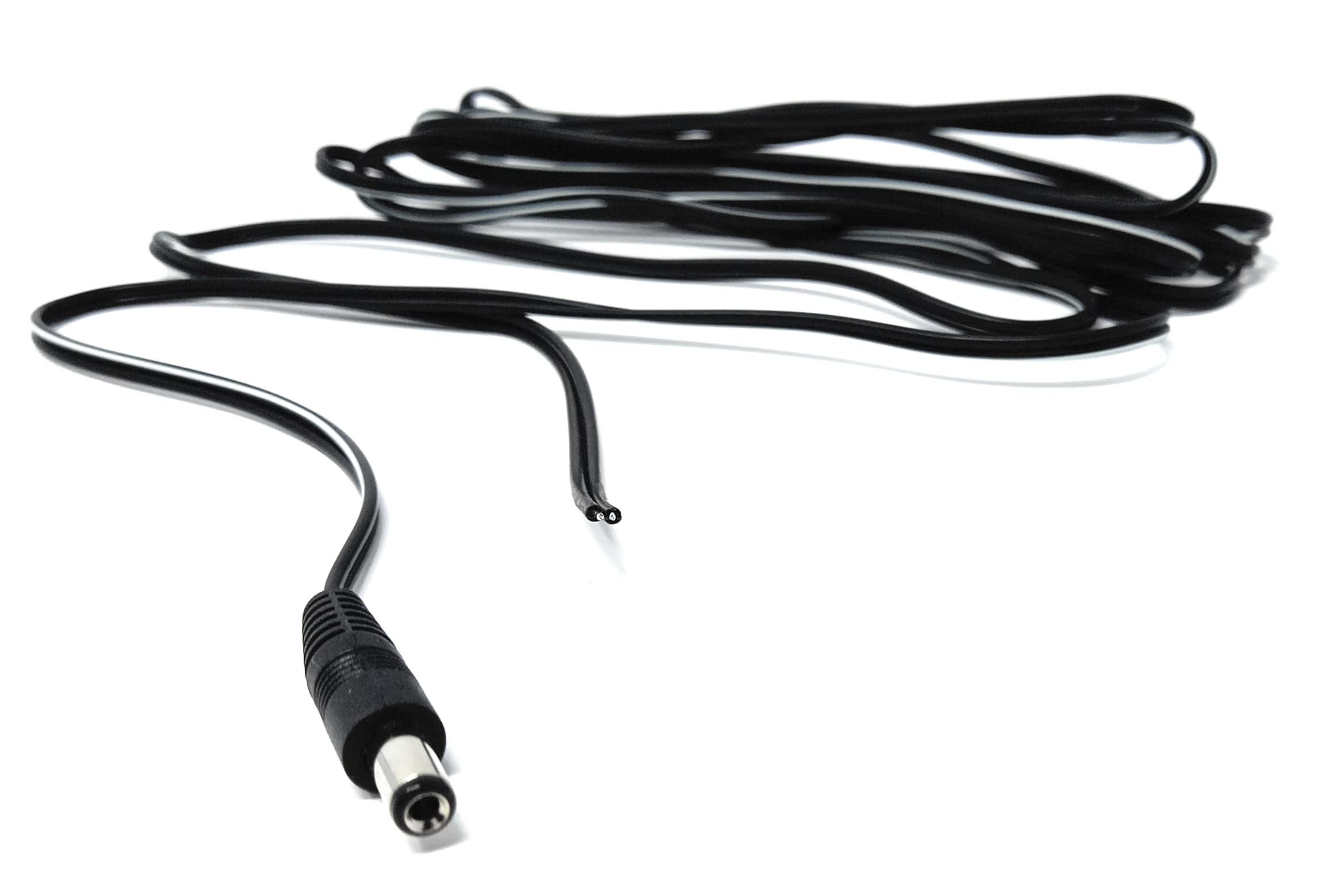 2.1mm x 5.5mm Male DC Plug to Bare Ended Power Cable Compatible With CCTV, LED Lights, Music Instruments, Solar Panels