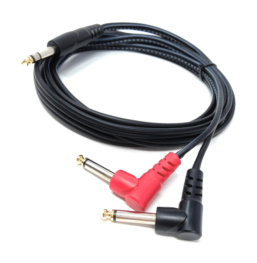 DRUT 6.35mm 1/4" Stereo Jack to 2 x Mono Jacks Audio Cable Lead for Music Instruments, Mixer, AMP, Guitar