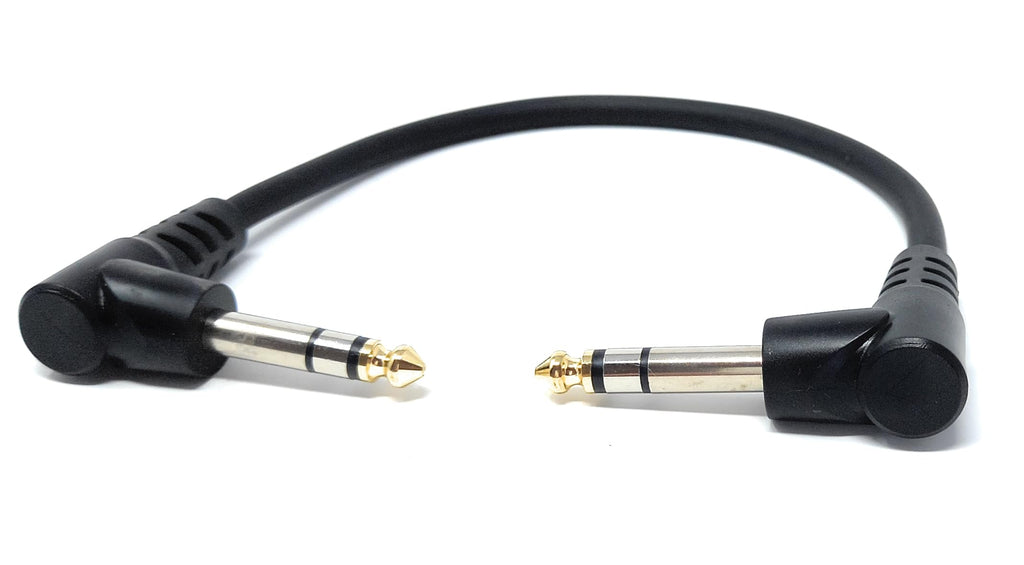6.35mm 1/4" TRS Stereo Jack to Jack Plug, Dual Right Angle Patch Cable Lead for Headphones Amplifiers, Music Instruments, Live Events, DJ