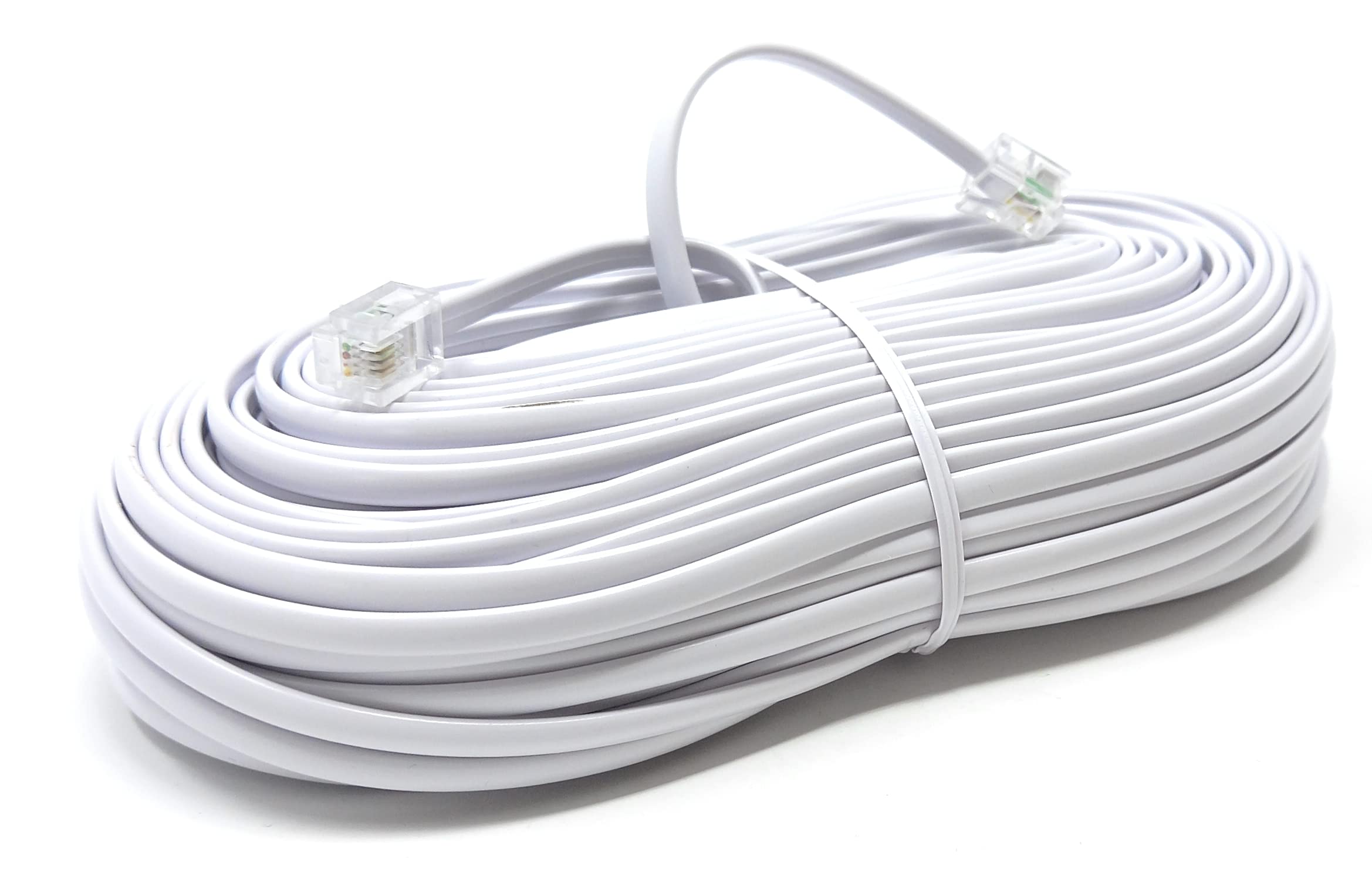 DRUT RJ11 to RJ11 Telephone Landline Cable ADSL (6P4C) Flat Lead High Speed BT Internet Broadband Male to Male Router, Modem, Phone Extension Wire