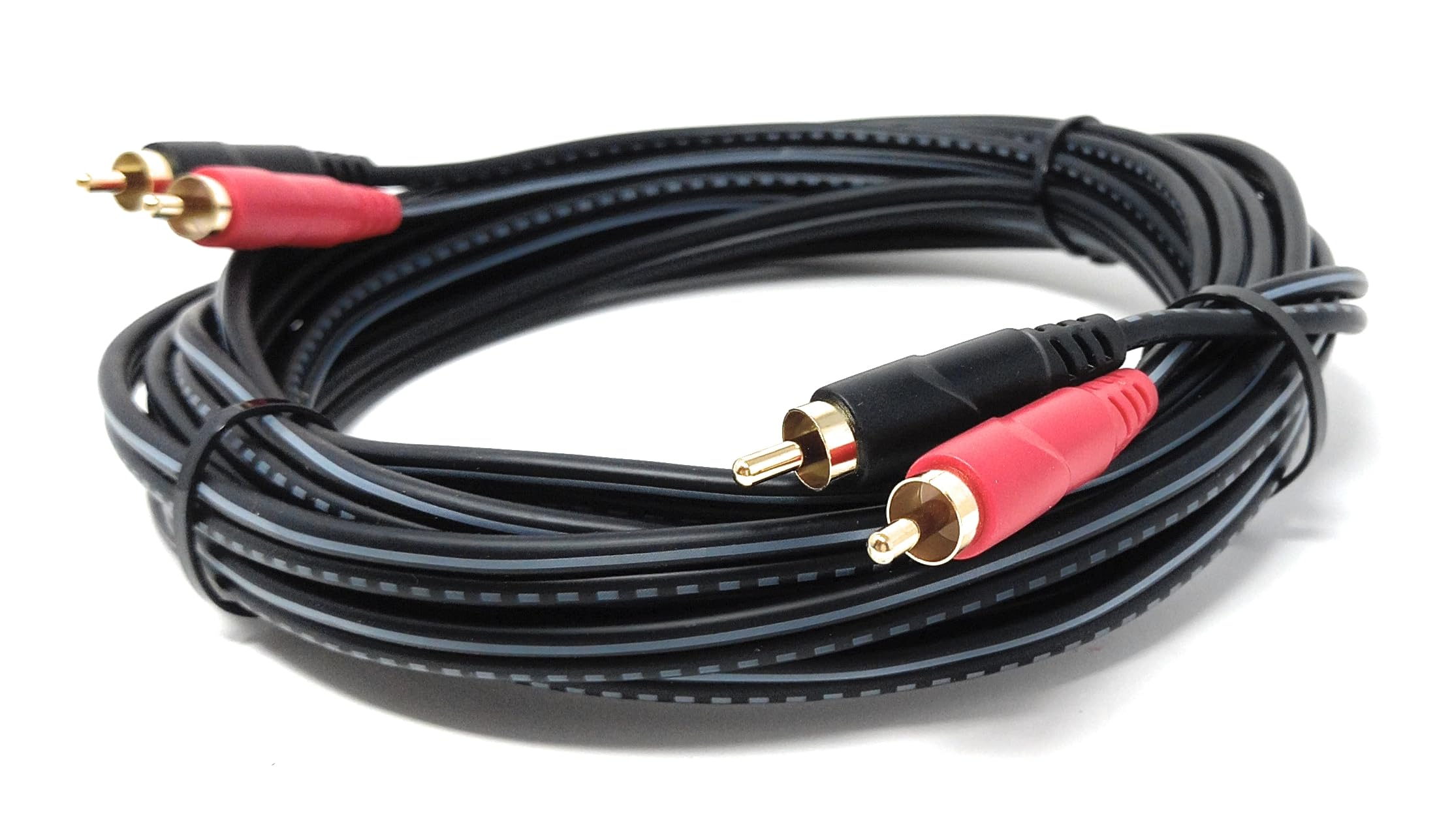 DRUT 2 x RCA Audio Cable – Stereo Male to Male Lead with Gold-Plated Plugs for Amplifier, Active Speakers, Subwoofer, Turntable, HiFi & Home Audio Systems