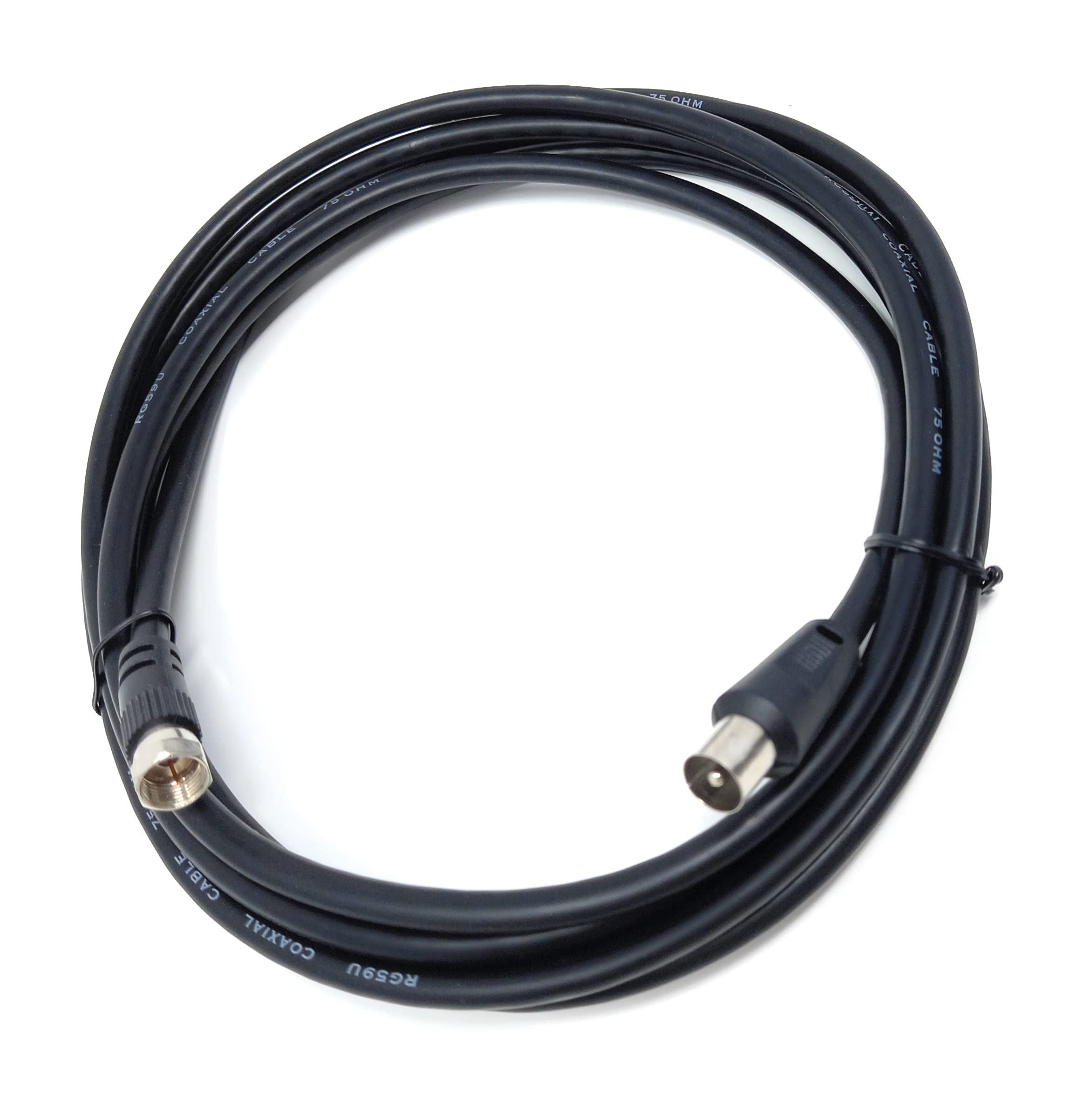DRUT RF TV Aerial Male to F Type Connector Male Plug Coaxial Coax Cable, Lead, 75 Ohm, 3C-2V